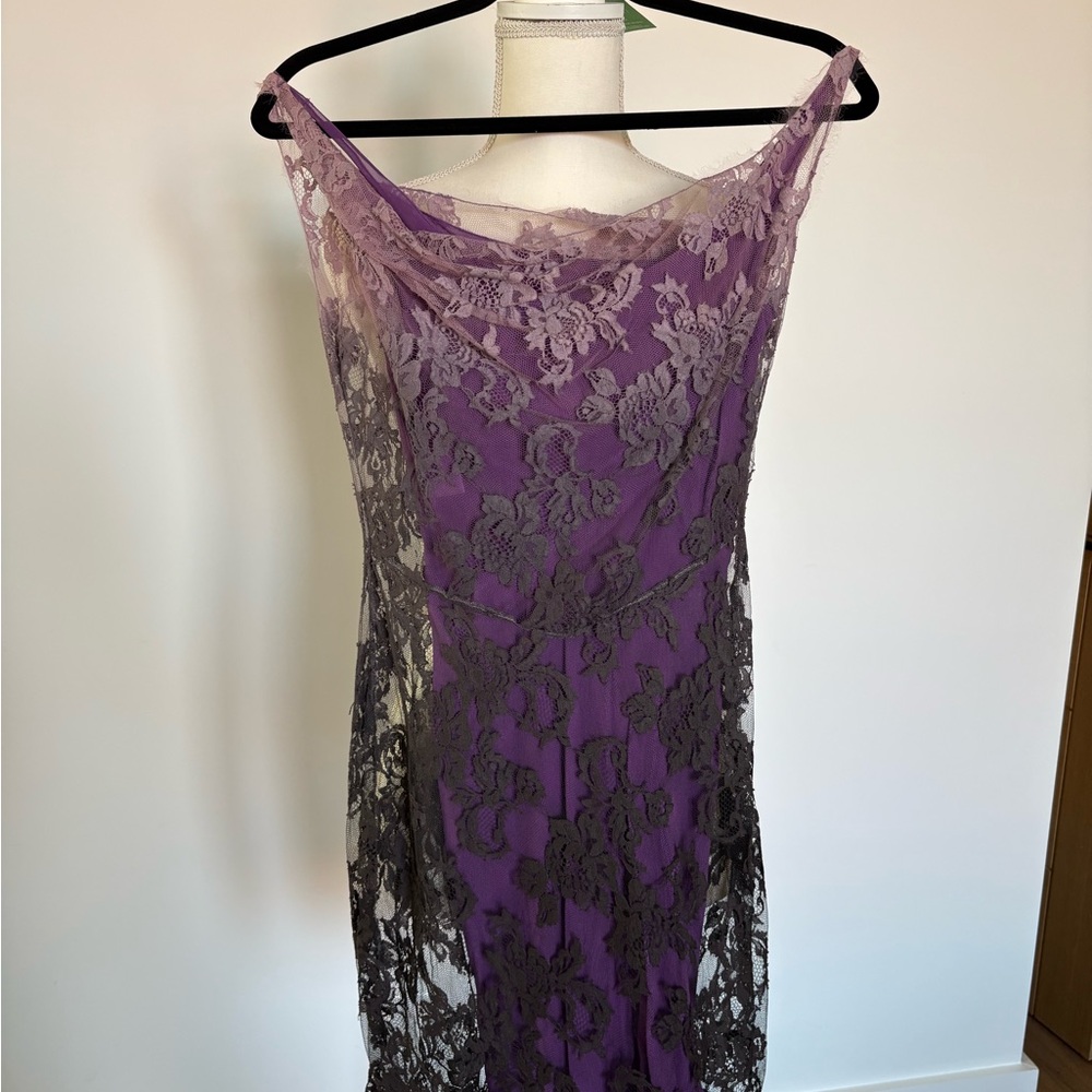 John Galliano ombré lace mini dress